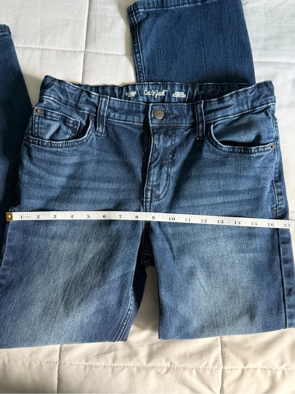 Cat & Jack Boys Dark Blue Straight-Leg Stretch Jeans - 16